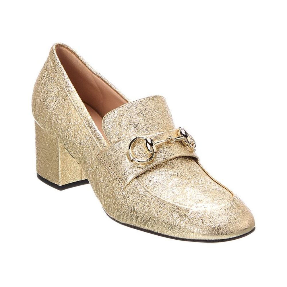 Gucci Horsebit Leather Loafer Pump, Gold